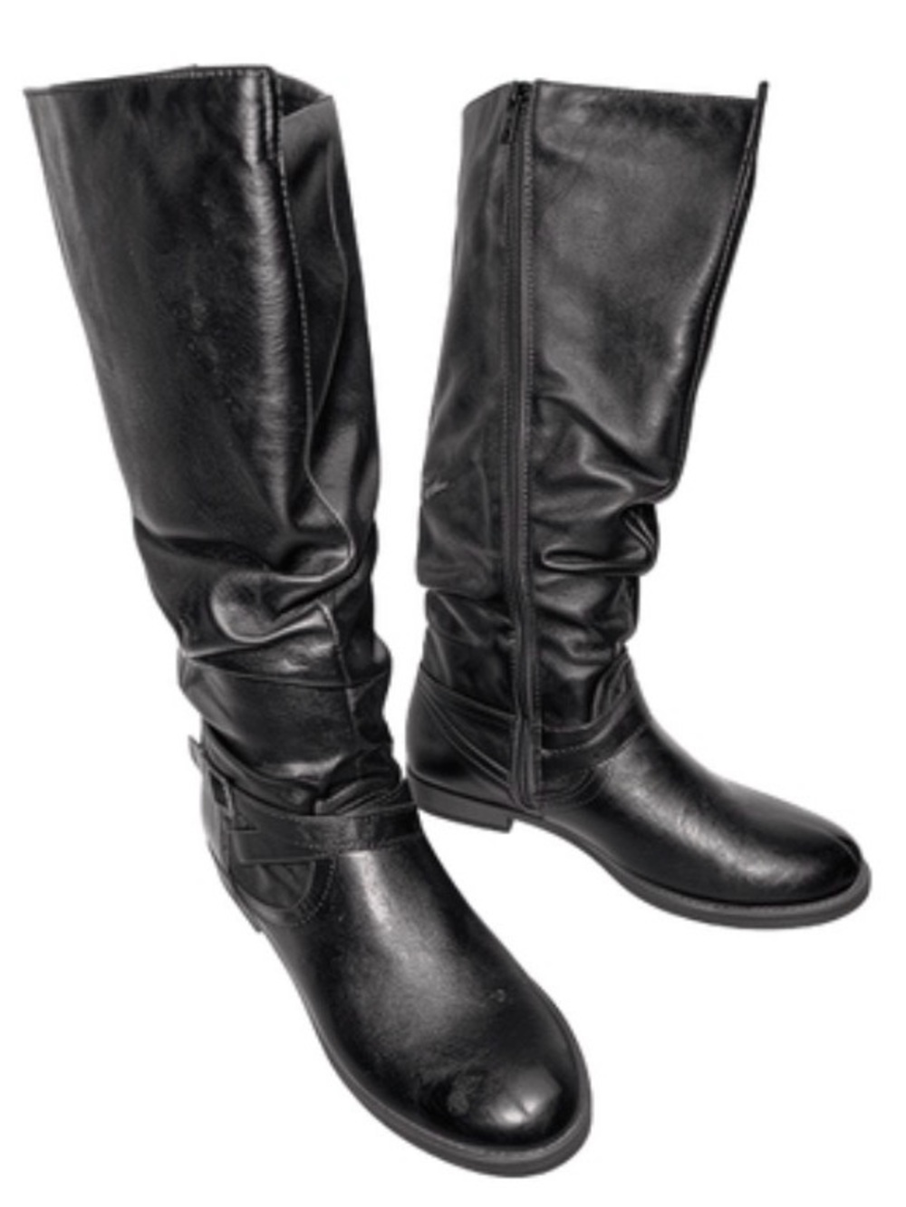 Black Women's Slouchy Knee-High Zip Boots